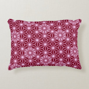 Japanese Asanoha pattern - burgundy Decorative Pillow