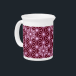 Japanese Asanoha pattern - burgundy Drink Pitcher<br><div class="desc">The traditional Japanese Asanoha,  or star pattern in deep burgundy outlined in pale pink</div>