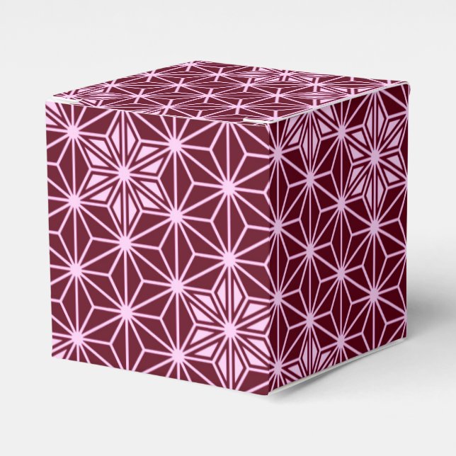 Japanese Asanoha pattern - burgundy Favor Boxes (Front Side)