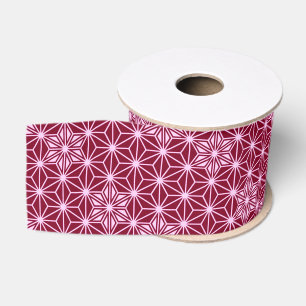Japanese Asanoha pattern - burgundy Grosgrain Ribbon
