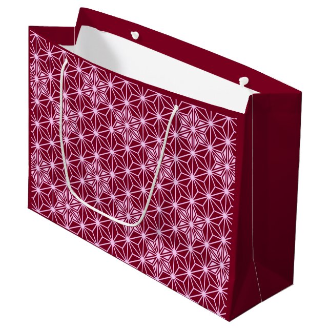 Japanese Asanoha pattern - burgundy Large Gift Bag (Front Angled)