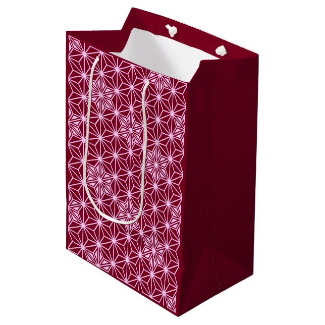 Japanese Asanoha pattern - burgundy Medium Gift Bag (Front Angled)