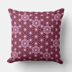 Japanese Asanoha pattern - burgundy Throw Pillow