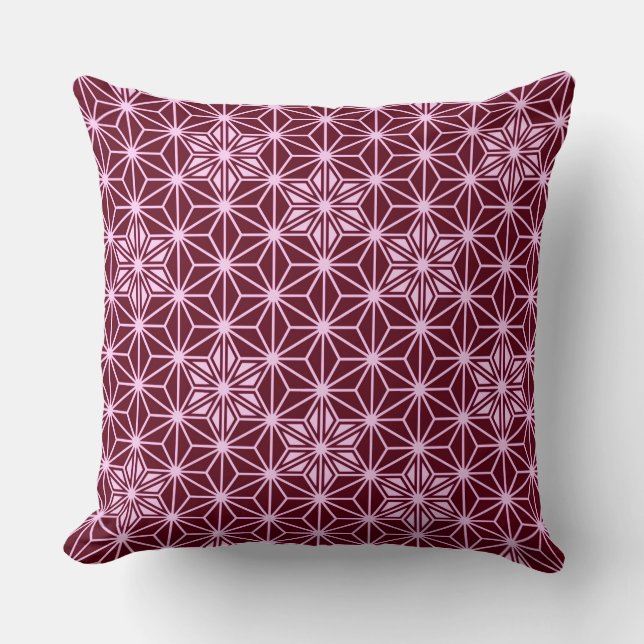 Japanese Asanoha pattern - burgundy Throw Pillow (Front)