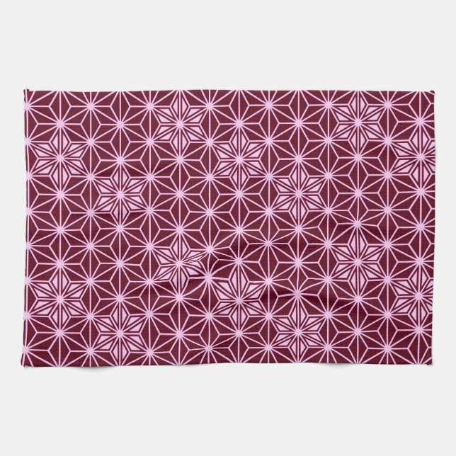 Japanese Asanoha pattern - burgundy Towel (Horizontal)
