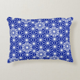 Japanese Asanoha pattern - cobalt blue Accent Pillow