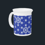 Japanese Asanoha pattern - cobalt blue Drink Pitcher<br><div class="desc">The traditional Japanese Asanoha,  or star pattern in cobalt blue outlined in white</div>