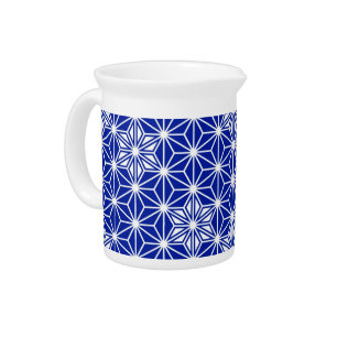 Japanese Asanoha pattern - cobalt blue Drink Pitcher