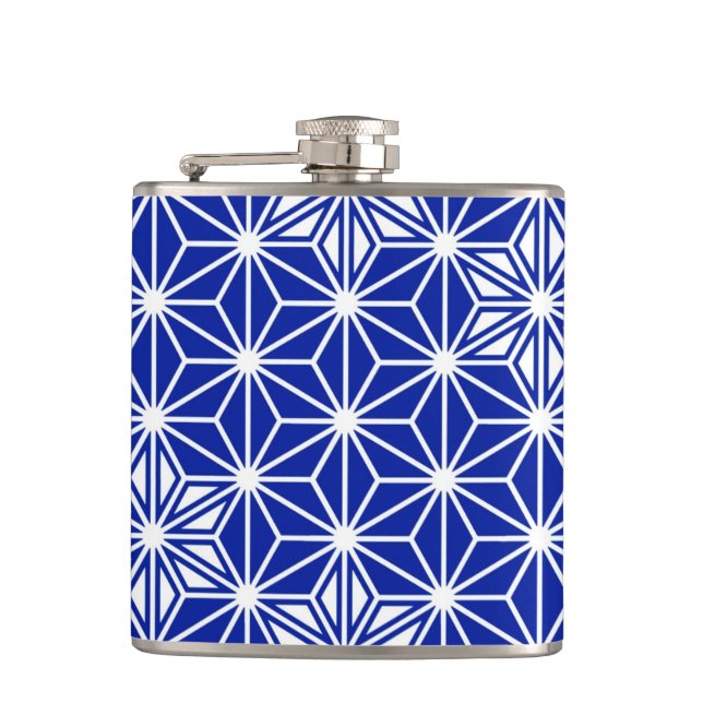 Japanese Asanoha pattern - cobalt blue Flask (Front)