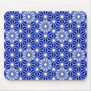 Japanese Asanoha pattern - cobalt blue Mouse Pad
