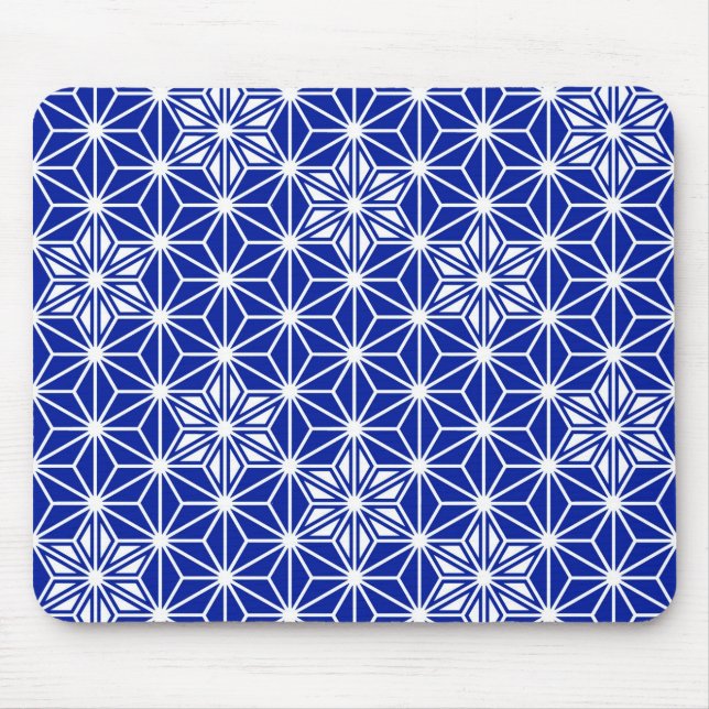 Japanese Asanoha pattern - cobalt blue Mouse Pad (Front)