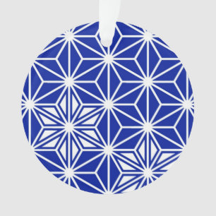 Japanese Asanoha pattern - cobalt blue Ornament