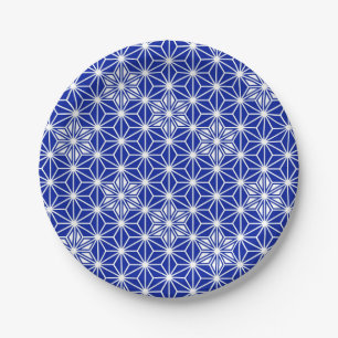 Japanese Asanoha pattern - cobalt blue Paper Plates