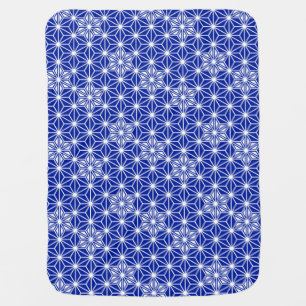 Japanese Asanoha pattern - cobalt blue Receiving Blanket