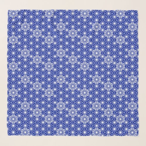 Japanese Asanoha pattern _ cobalt blue Scarf