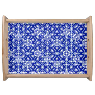 Japanese Asanoha pattern - cobalt blue Serving Tray