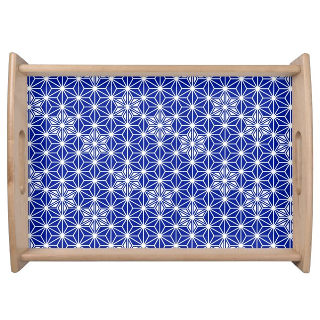 Japanese Asanoha pattern - cobalt blue Serving Tray (Front)