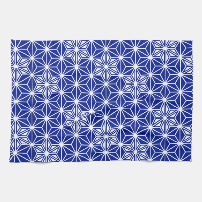 Japanese Asanoha pattern - cobalt blue Towel (Horizontal)