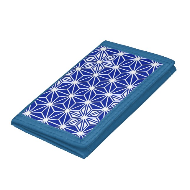 Japanese Asanoha pattern - cobalt blue Trifold Wallet (Bottom)