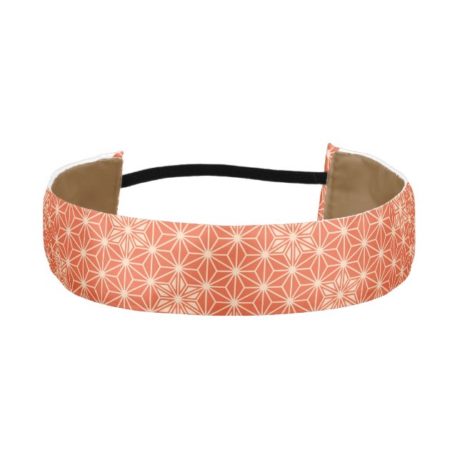 Japanese Asanoha pattern - coral orange Athletic Headband (Front)