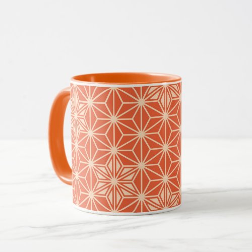 Japanese Asanoha pattern _ coral orange Mug