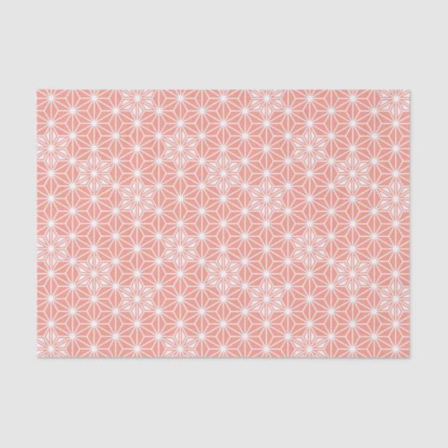 Japanese Asanoha pattern - coral pink Tissue Paper (Front)