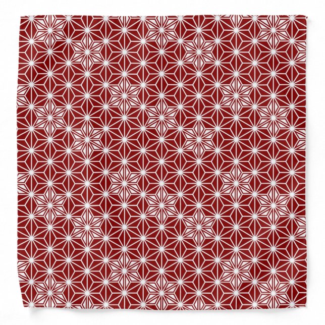 Japanese Asanoha pattern - dark red Bandana (Front)