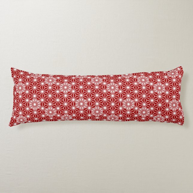 Japanese Asanoha pattern - dark red Body Pillow (Front)