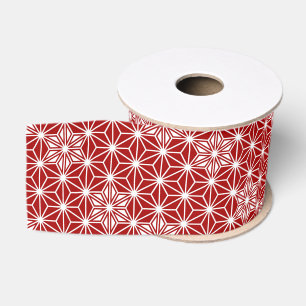 Japanese Asanoha pattern - dark red Grosgrain Ribbon
