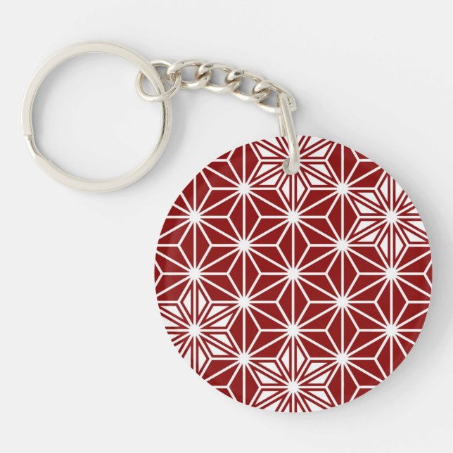Japanese Asanoha pattern - dark red Keychain (Front)