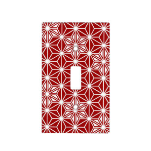 Japanese Asanoha Pattern, Dark Red Light Switch Cover