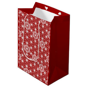 Japanese Asanoha pattern - dark red Medium Gift Bag