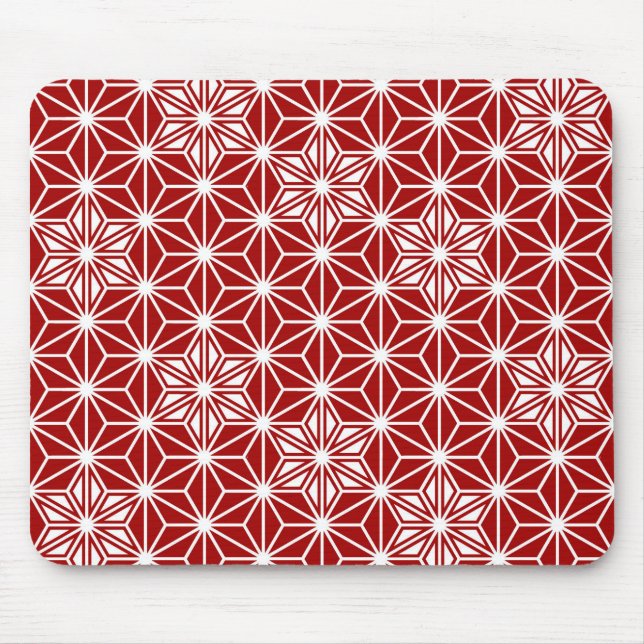 Japanese Asanoha pattern - dark red Mouse Pad (Front)