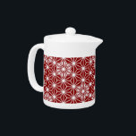 Japanese Asanoha pattern - dark red Teapot<br><div class="desc">The traditional Japanese Asanoha,  or star pattern in dark red outlined in white</div>