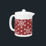 Japanese Asanoha pattern - dark red Teapot<br><div class="desc">The traditional Japanese Asanoha,  or star pattern in dark red outlined in white</div>
