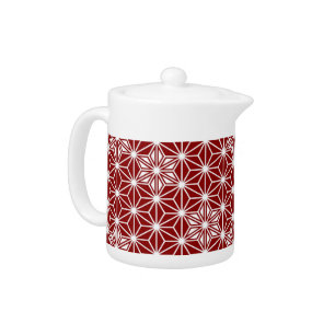 Japanese Asanoha pattern - dark red Teapot