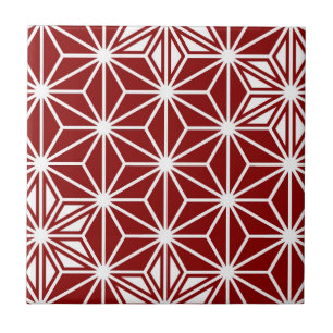 Japanese Asanoha pattern - dark red Tile