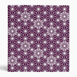 Japanese Asanoha pattern - eggplant purple 3 Ring Binder