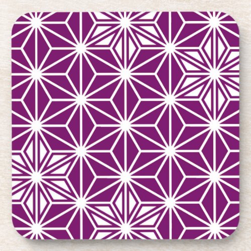 Japanese Asanoha pattern _ eggplant purple Beverage Coaster