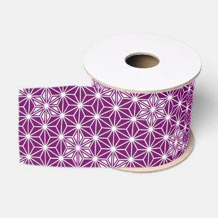 Japanese Asanoha pattern - eggplant purple Grosgrain Ribbon