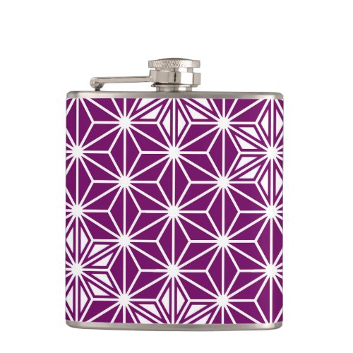 Japanese Asanoha pattern _ eggplant purple Hip Flask