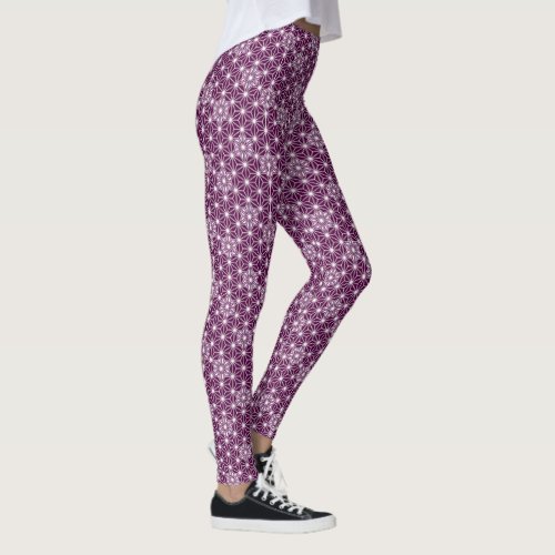 Japanese Asanoha pattern _ eggplant purple Leggings