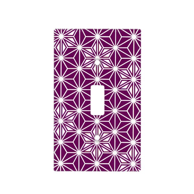 Japanese Asanoha Pattern, Eggplant Purple Light Switch Cover (Front)
