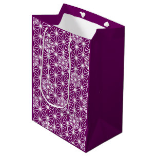 Japanese Asanoha pattern - eggplant purple Medium Gift Bag