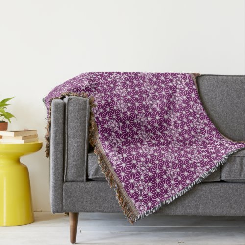 Japanese Asanoha pattern _ eggplant purple Throw Blanket