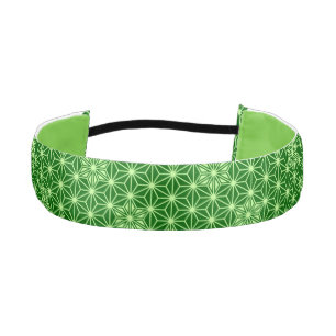 Japanese Asanoha Pattern, Emerald and Lime Green Athletic Headband