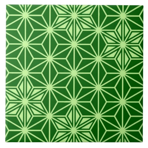 Japanese Asanoha Pattern Emerald and Lime Green Ceramic Tile