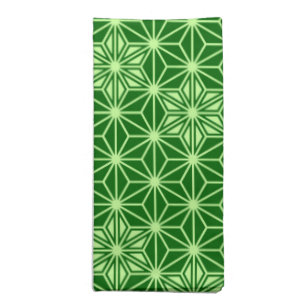 Japanese Asanoha Pattern, Emerald and Lime Green Cloth Napkin