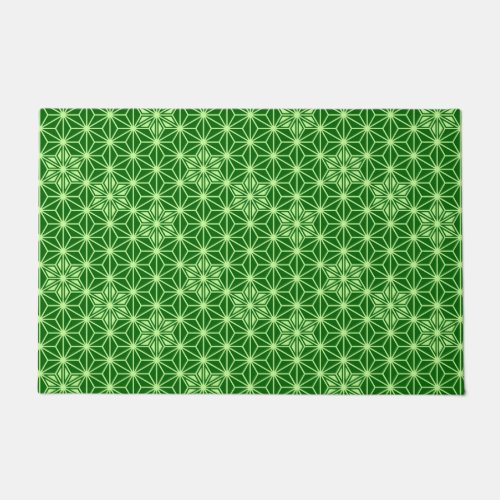 Japanese Asanoha Pattern Emerald and Lime Green Doormat