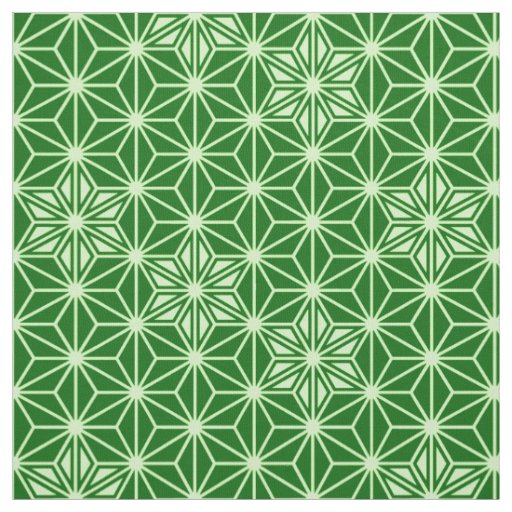 Japanese Asanoha Pattern, Emerald and Lime Green Fabric